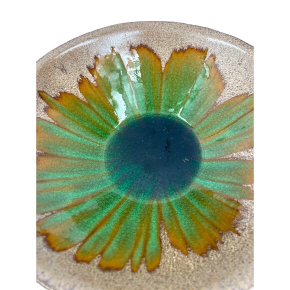 MCM Hand Painted Drip Glaze Decorative Medium Sized Bowl Stoneware Pottery - Picture 3 of 4